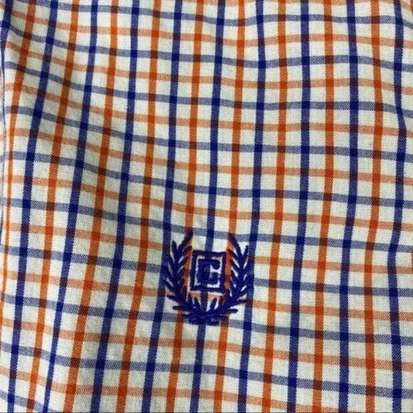 Chaps Button Front Dress Shirt Orange Blue - Picture 4 of 5
